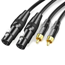 Kabel 2RCA do 2XLR Dual XLR żeńskiego do podwójnego męskiego kabla Audio RCA do mikser do mikrofonu wzmacniacza mikrofon z głośnikiem DVD