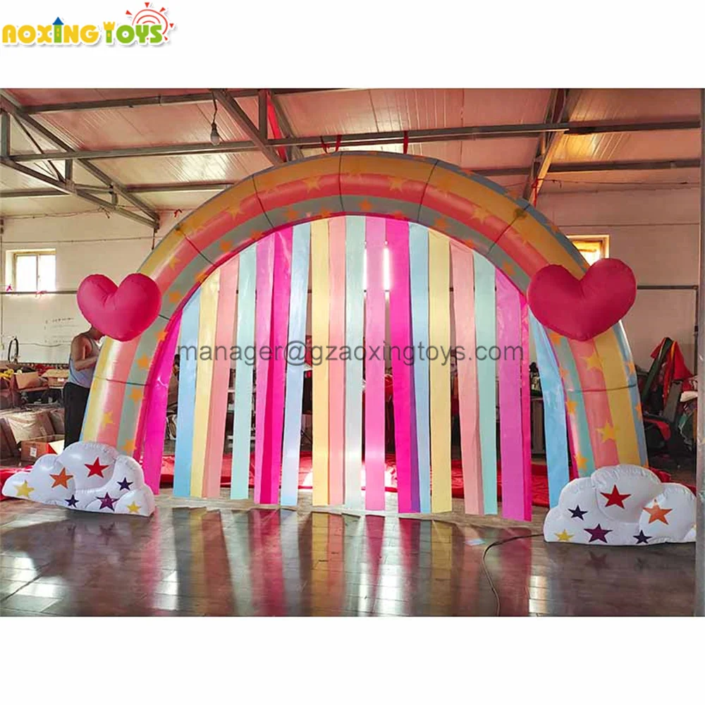 Inflatable Rainbow Heart Arch For Outdoor Wedding Birthday Party Advertising Decoration Opening Ceremony Marathon Events