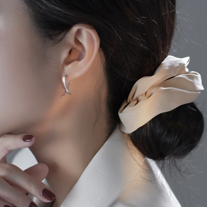 925 sterling silver stud earrings cold wind line ear buckles