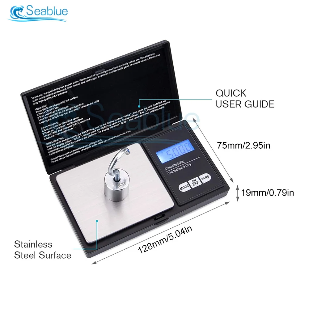 500g Biżuteria Mini Elektroniczna Skala Ze Stali Nierdzewnej Cyfrowa Skala Kieszonkowa Złota Waga Waga Gram Przenośna Skala Kieszonkowa