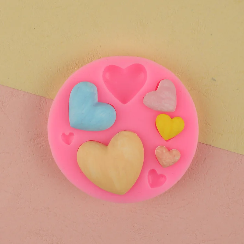 1pc Loving Heart Shape Silicone Fondant Mold DIY Colorful Sweet Heart Chocolate Candy Paste Cake Decorating Tool Mold
