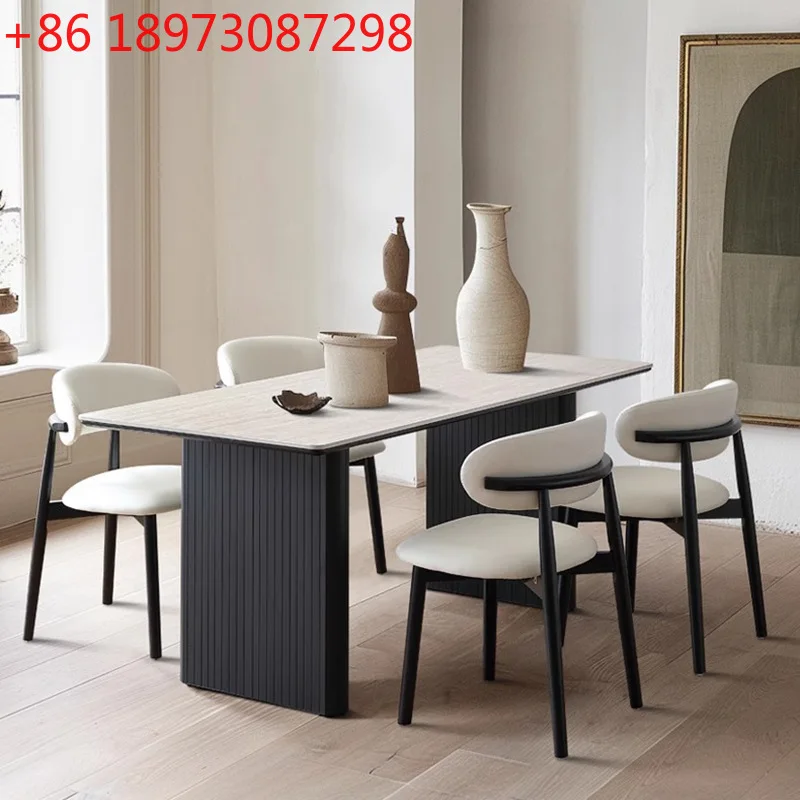 

Dining table Modern simple household Italian minimalist rectangular medieval dining table