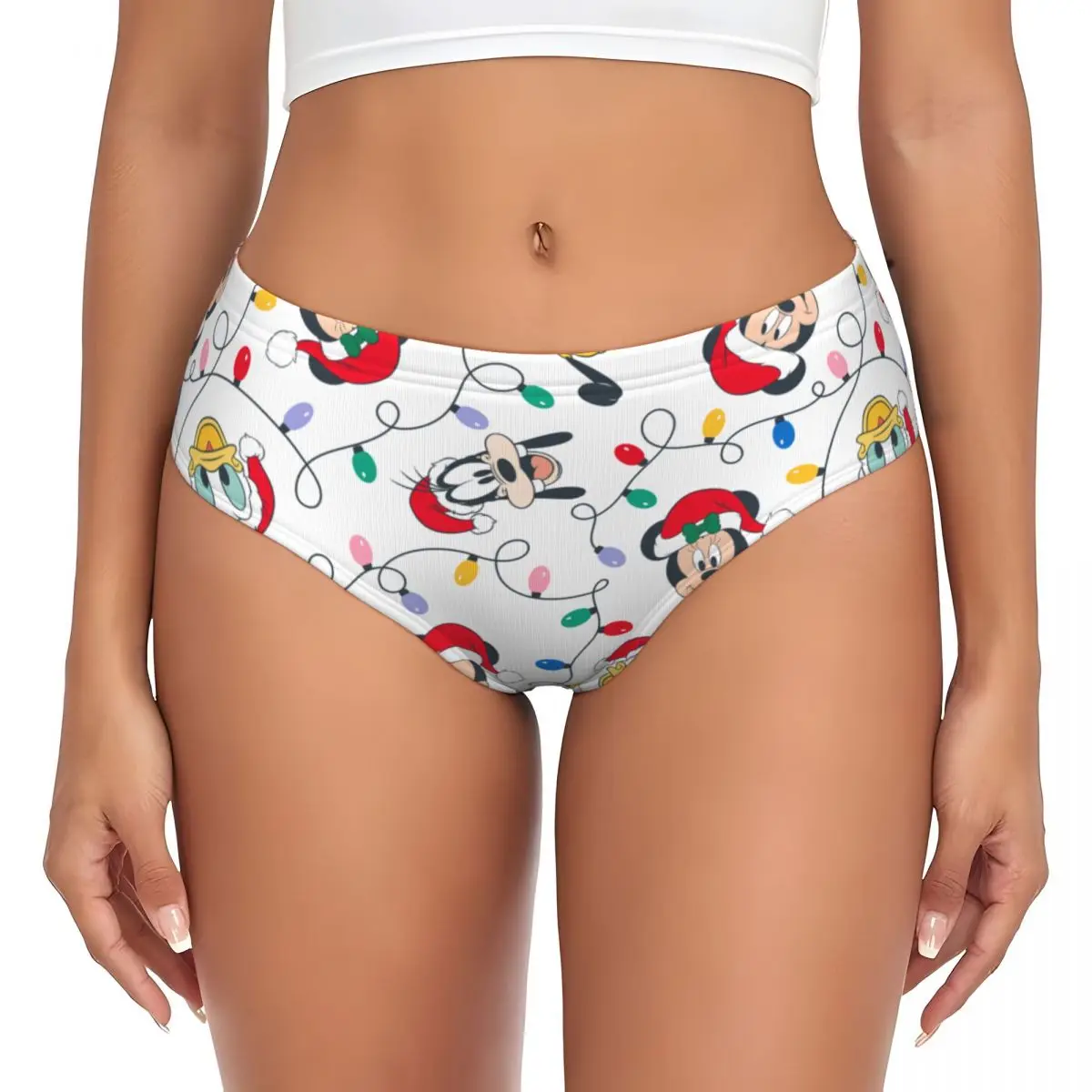 Women's Mickey Friends Christmas Lights Briefs High Waisted Seamless Underwear Invisible Full Coverage Briefs Panties