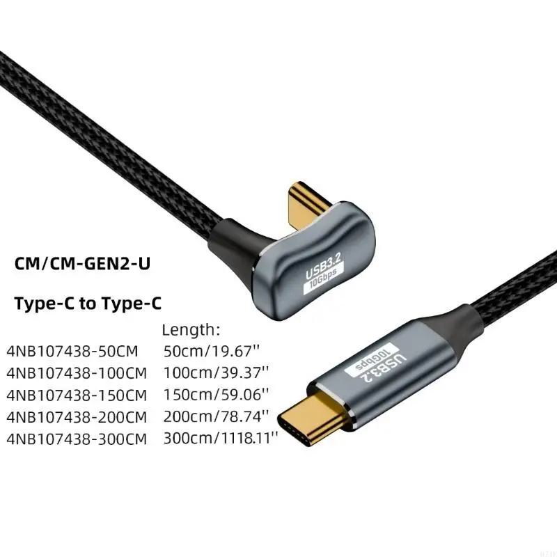 H7JF 고속 USB C에서 USB C 충전 케이블 USB3.2 Gen2 10Gbps 데이터 전송 라인 지원 OTG 화면 프로젝션 지원