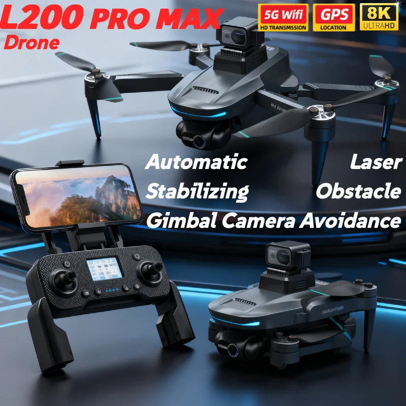 Для XIAOMI L200 PRO MAX Drone 2-осевая карданная камера Интеллектуальное лазерное предотвращение препятствий 3000 м Передача Складной квадрокоптер