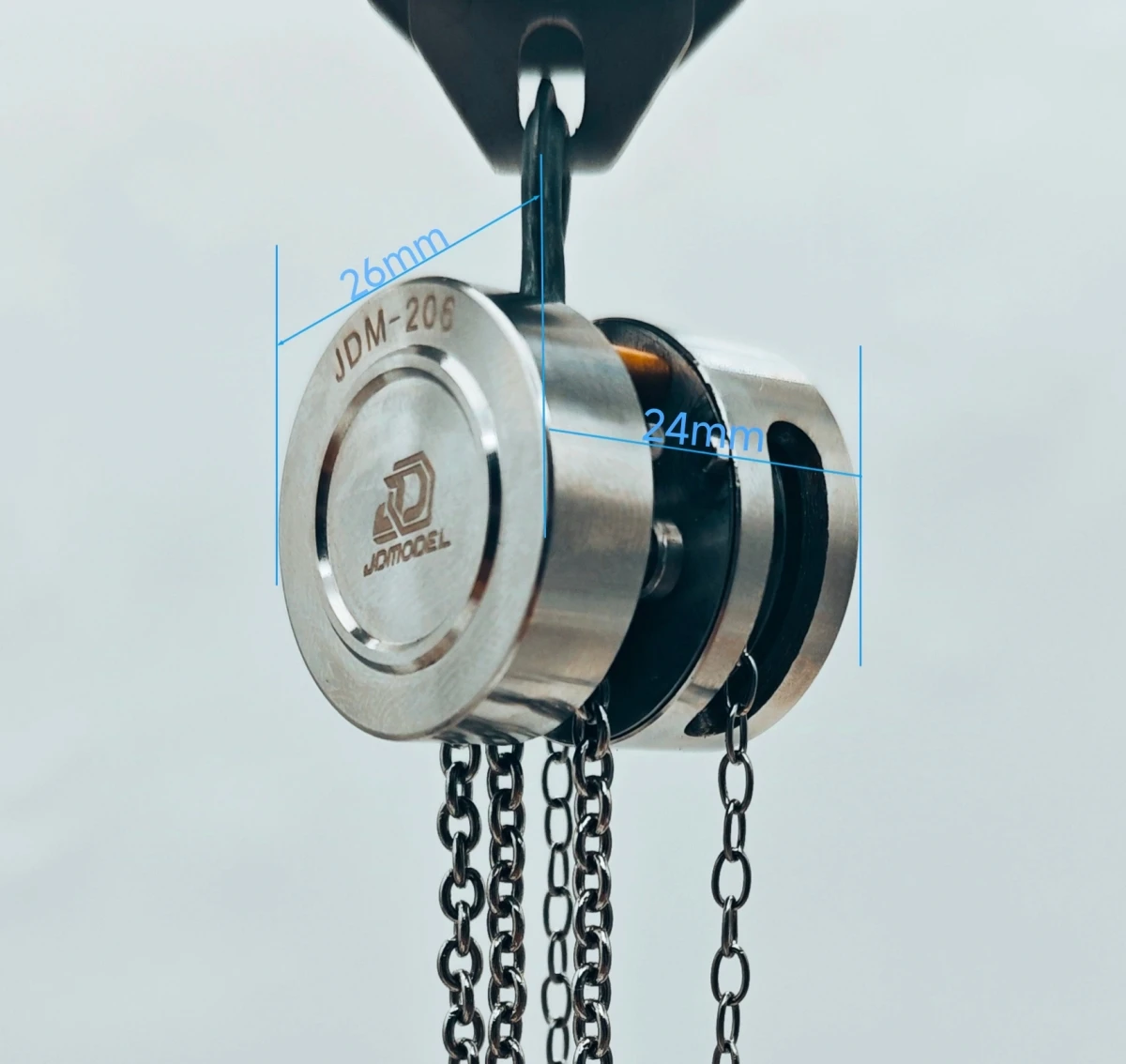JDModel JDM‑206 1:10 Scale Metal Chain Block Hoist for 1/14 RC Engineering Truck Crawler Scene