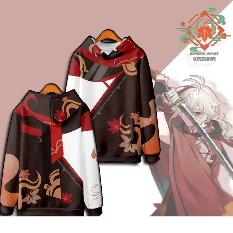 Kaedehara Kazuha Anime Hoodie Unisex Herbst Winter Übergroße Genshin Impact Sweatshirt Männer Frauen Streetwear Pullover Kleidung