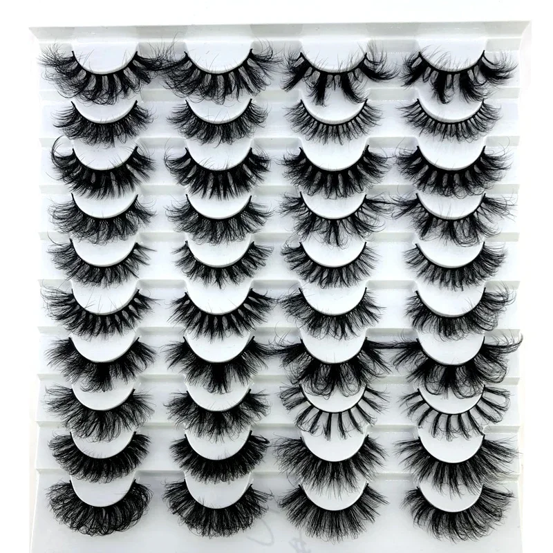 AMSDCN 20 Pairs Fluffy Lashes 25mm 3D Mink Lashes Long Thick Natural False Eyelashes Wholesale Lashes Vendors Makeup Mink Eyelas