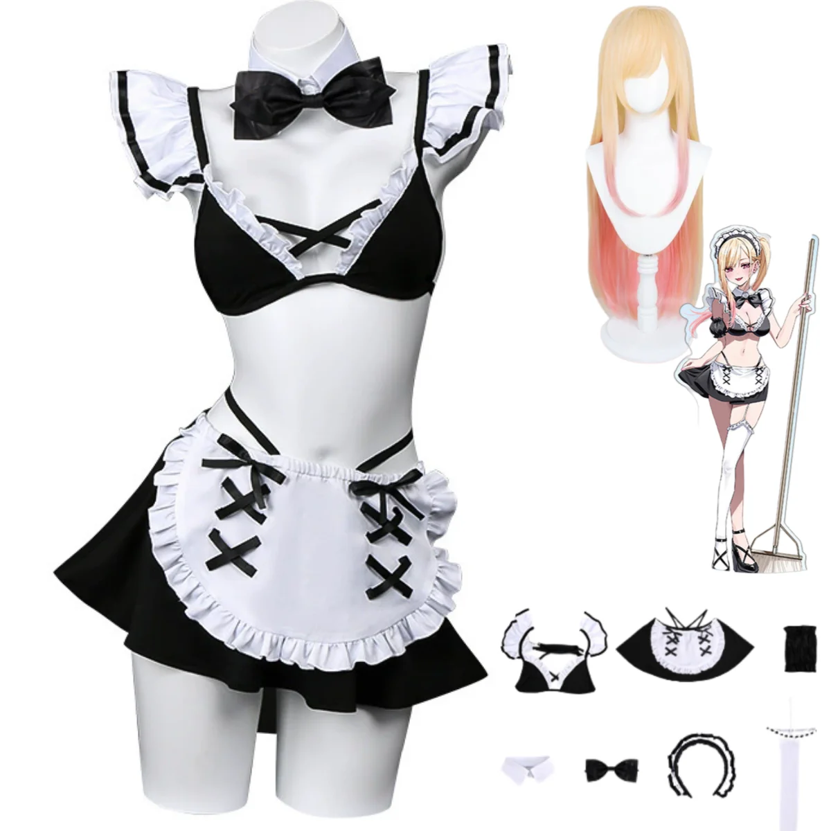 

Anime My Dress-Up Darling Kitagawa Marin Cosplay Costume Sexy Maid Dress Lolita Wig Woman Kawaii Halloween Carnival Suit