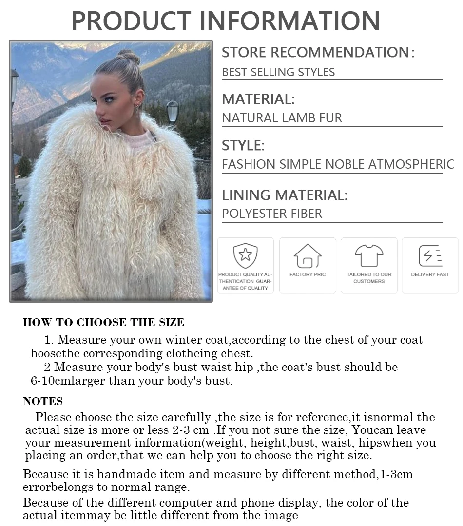 Women\'s Sheepskin Jacket Tibetan Lamb Coat Natural Mongolia Sheep Fur Coat Warm Winter Real Fur Jackets