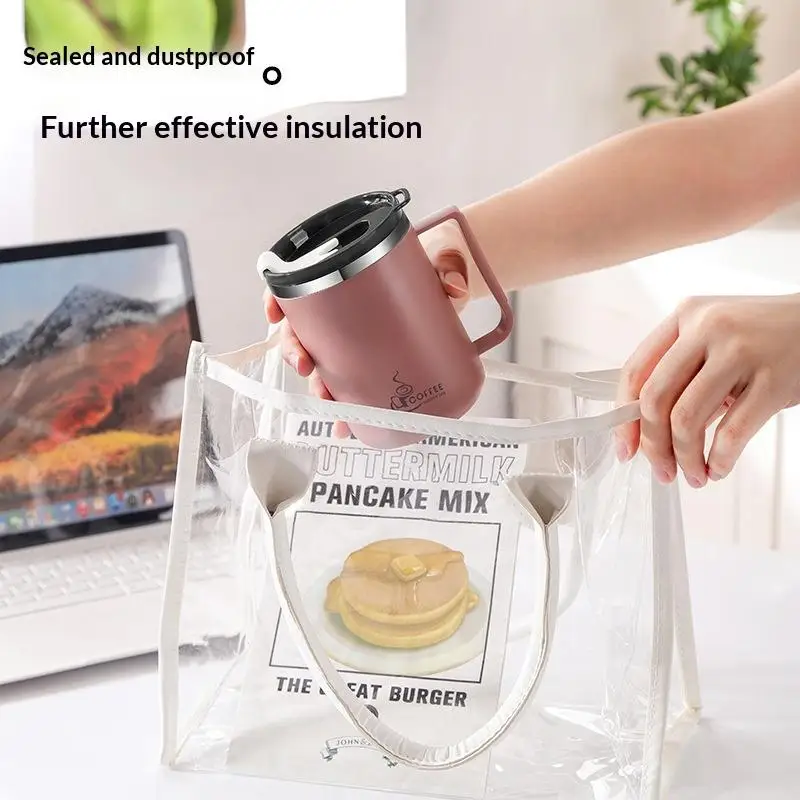 Insulated Coffee Mug 304 Stainless Steel Double Wall with Handle Non-slip Base Durable for Business Office Worker Drink 1PC