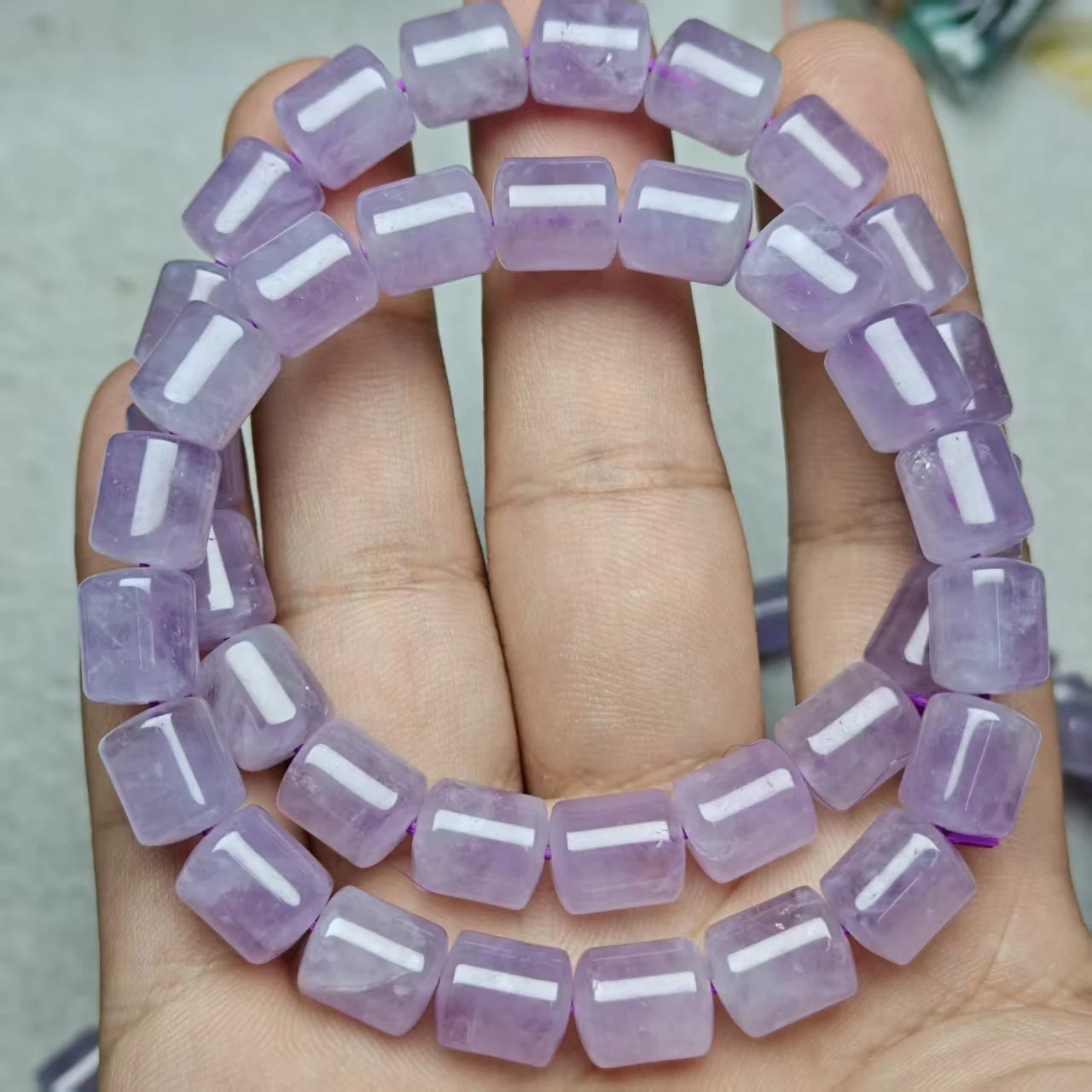 Xingyu Natürliche Lavendel-Amethyst-Mond-Rutilquarz-Phantomquarz-Lapislazuli-Fassperlen, runde Schmuckperlen für DIY-Armbänder, Geschenk – Detail 2