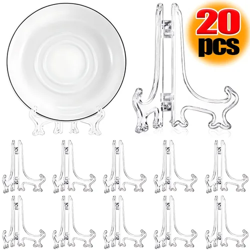 휴대용 접이식 플라스틱 접시 디스플레이 스탠드, 사진 프레임 스탠드 플레이트, 쏘서 도자기 디스플레이, 가정용 보관 랙, 20x  Best5