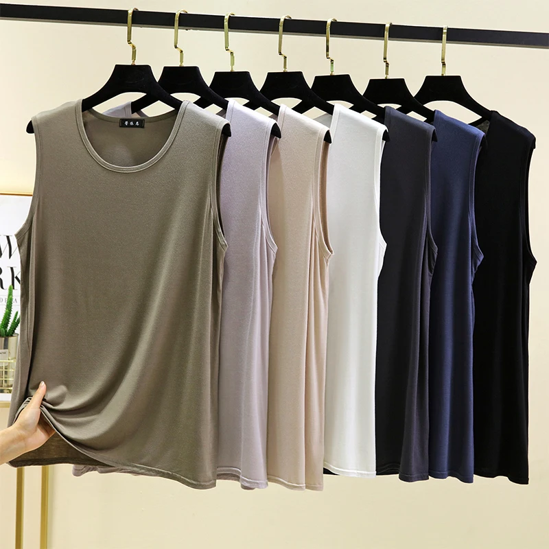

Men's Modal Tank Top Large Size Loose Sleeveless T-Shirt round Neck Sports Casual Thin Shoulder Pad Upper Body