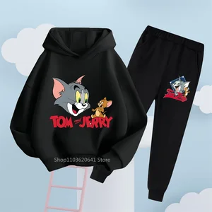 Áo trùm đầu và quần Tom và Jerry theo chủ đề cho trẻ em, quần áo thời trang cho bé trai và bé gái, ma thuật mèo và chuột cổ điển 10 Áo nỉ chính của Tom và Jerry - №2