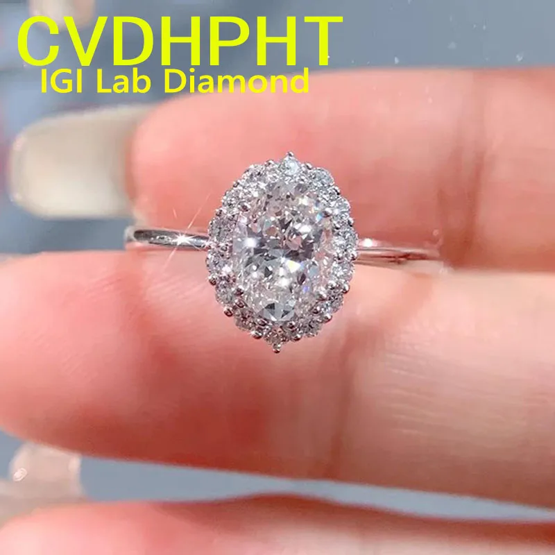 

IGI Lab Растущее кольцо с бриллиантом Овальный цвет D 1 2 3 карата Твердое кольцо из белого золота 9 карат Обручальное кольцо с бриллиантом Заводское обручальное кольцо