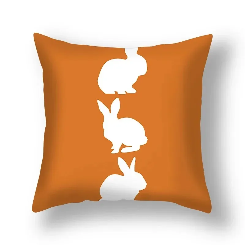 Bunny Pillowcase 45x45 Green Black Orange Rabbits Pillow Cover Easter Party Decorations Home Sofa Decorative Plaid Cushion Cover