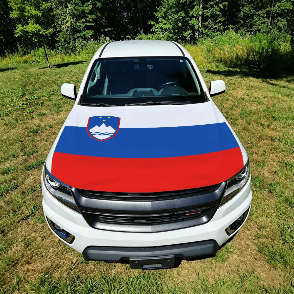 130x160cm Slovenia Flag Car Hood Cover, Elastic Windproof Patriotic Bonnet Banner