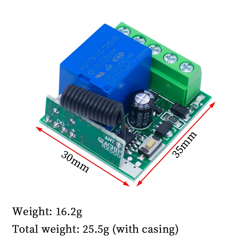 WAVGAT RF wireless remote control switch relay module DC12V roll smash door remote control circuit board 315/433MHZ