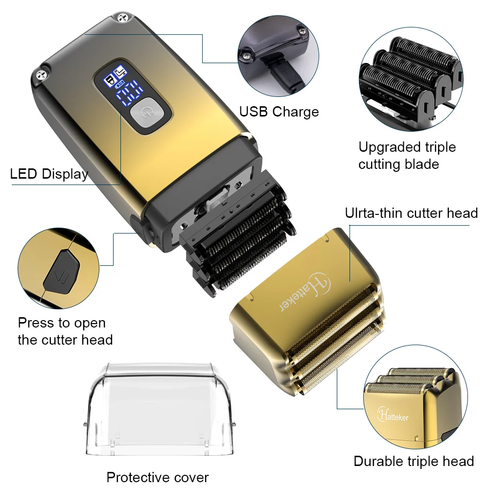3-شفرة نظام قابلة للشحن ماكينة حلاقة كهربائية للرجال قوية شعر اللحية الحلاقة الكهربائية الرطب الجاف رئيس أصلع آلة الحلاقة