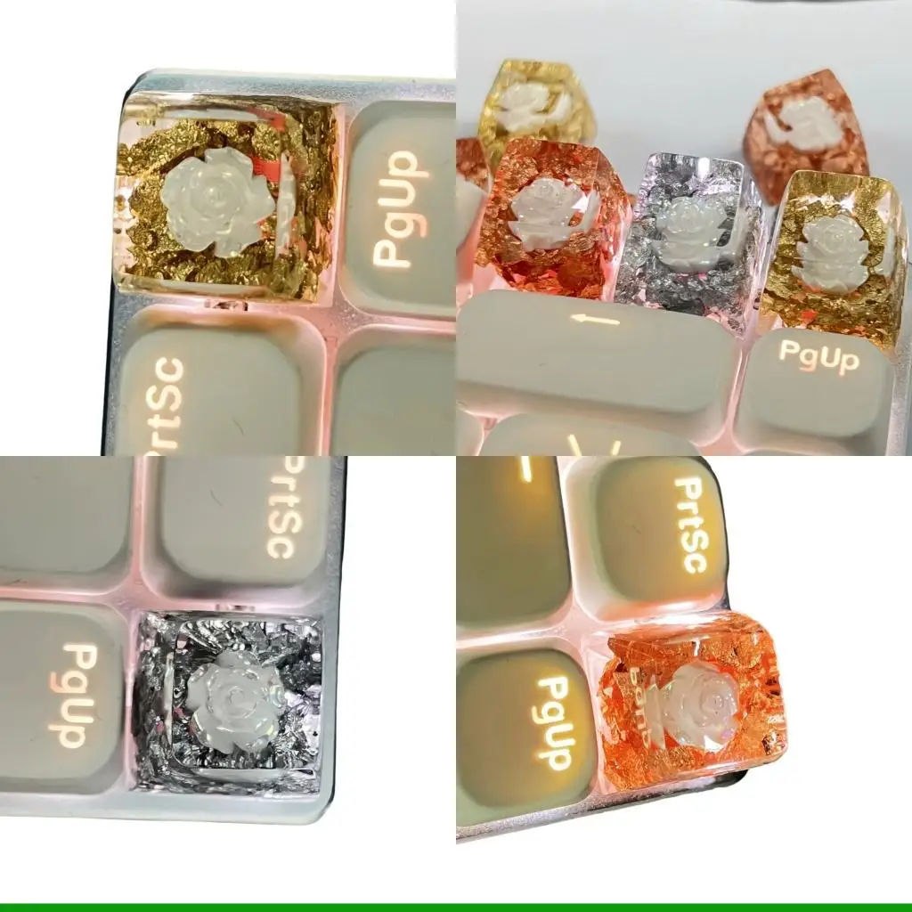 U55C Camellia Keycap DIY Personality Cartoon Keycap Replacement Bottom Keycap Gift for Mechanical Keypad 3D Keycap