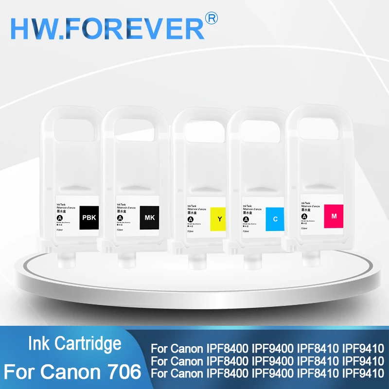 

PFI 706 PFI-706 Многоразовый картридж с чипом для Canon IPF 8400 9400 8410 9410 Чернильный картридж для принтера