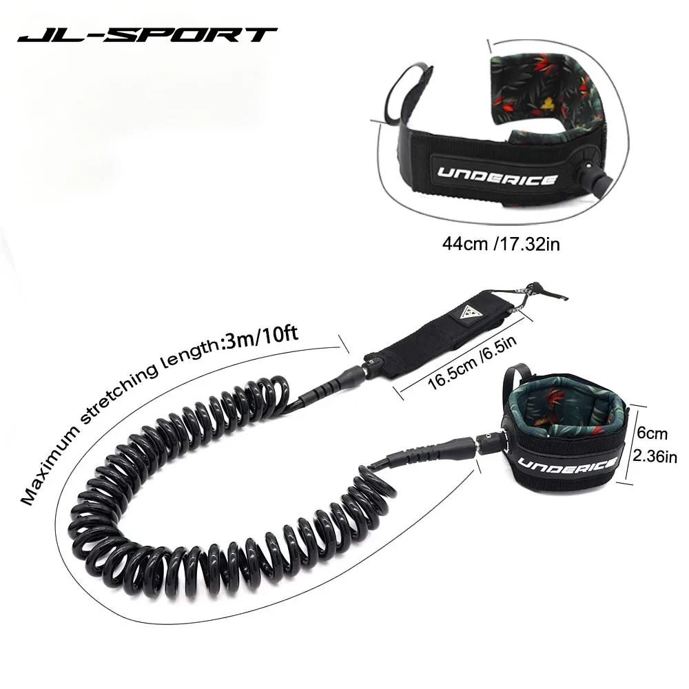 Surf SUP 10 Feet Ankle Leash Surfing Elastic Coiled Stand UP Paddle Board Leg Rope Surfboard Ankle Leash