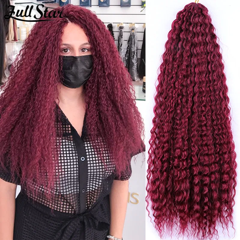 Full Star Afro Curls Yaki Kinky Synthetic Hair Ombre Crochet Braids Egyptian Marley Braiding Hair Extensions Bug Blond for Women