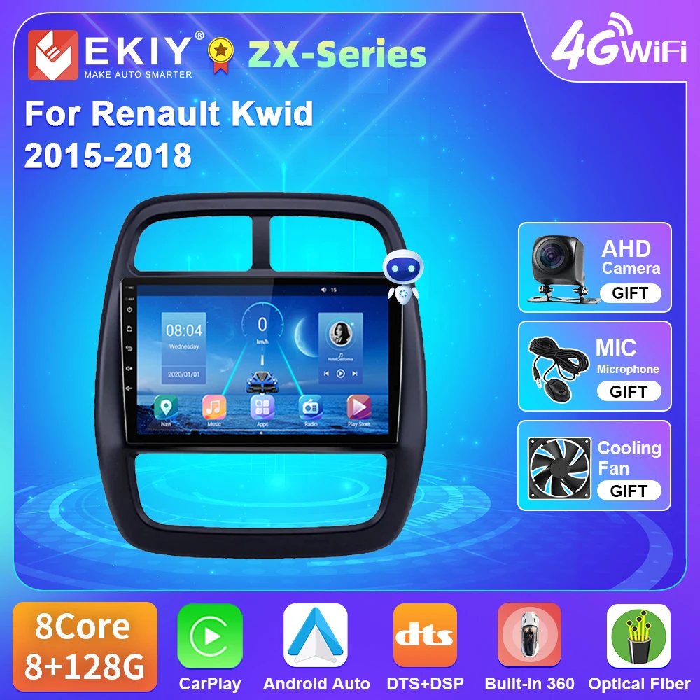 

EKIY T5 Car Radio 2 Din For Renault Kwid 2015 2016 2017 2018 Navigation 4G WIFI BT GPS DSP RDS Multimedia Carplay Android