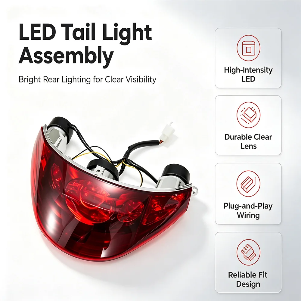 For Piaggio Beverly 125 200 250 300 400 500 LED Tail Light Taillight Turn Signal Motorcycle Accessories ABS Red Clear Kit
