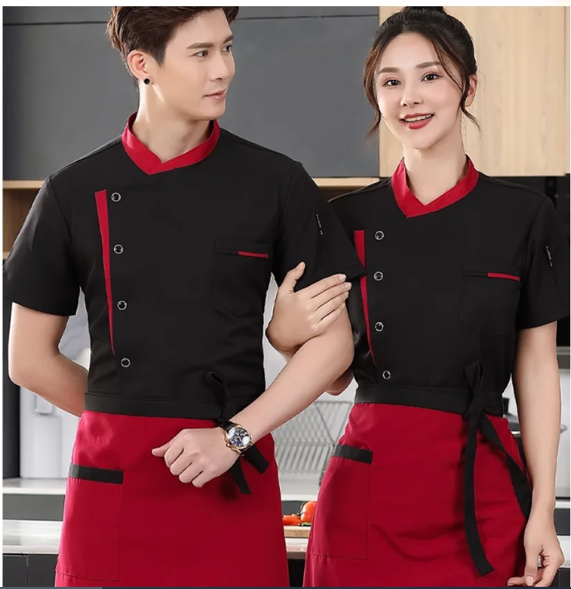 Uniforme de chef d'hôtel pour hommes, vêtements de travail de cuisine arrière de restaurant, été