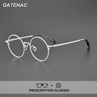 Gatenac Pure Titanium Prescription Glasses Men Round Photochromic Anti Blue Light Reading Glasses Women Luxury Brand Eyewear
