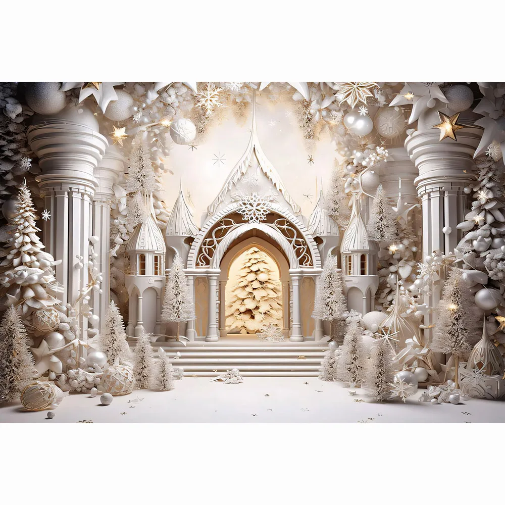 Photography Background Christmas Arch Door Snow Holiday Party Xmas Tree Kid Family Portrait Decor Backdrop Photo Studio