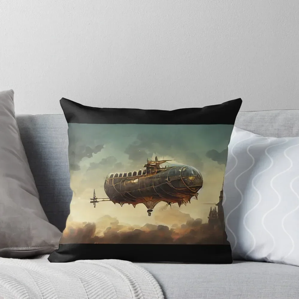 

Airship (Steampunk) Throw Pillow Decorative Sofa Cushion Plaid Sofa pillow