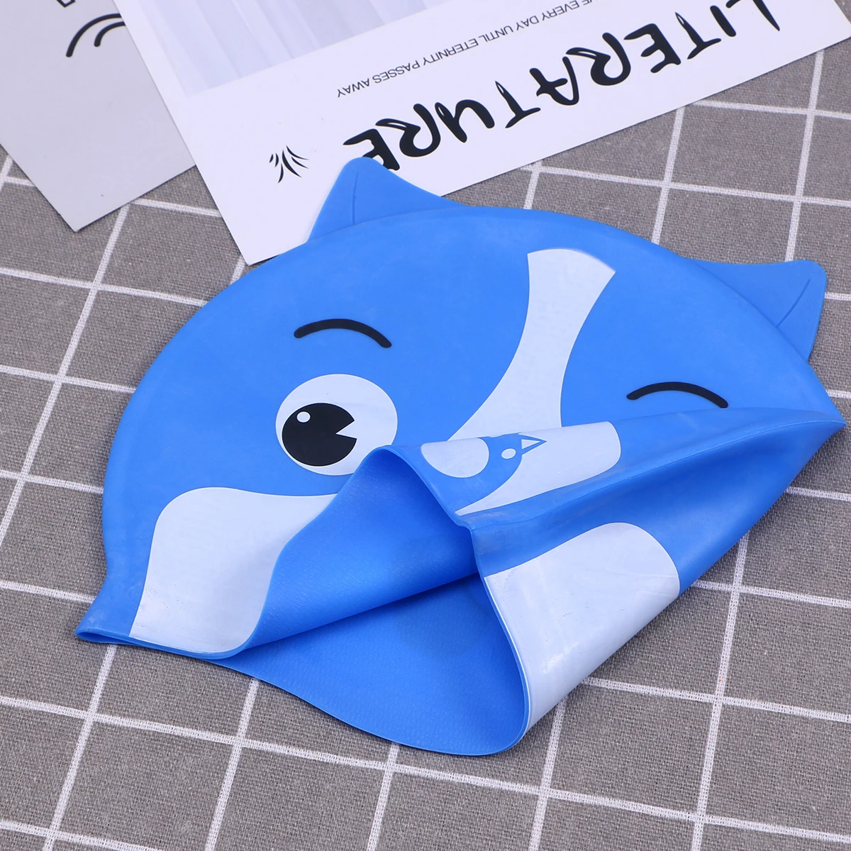 

2pcs Silicone Cartoon Swimming Cap Kids Unisex Waterproof Light Flexible Durable For Children Girls Boys Dark Blue Swimming Hat