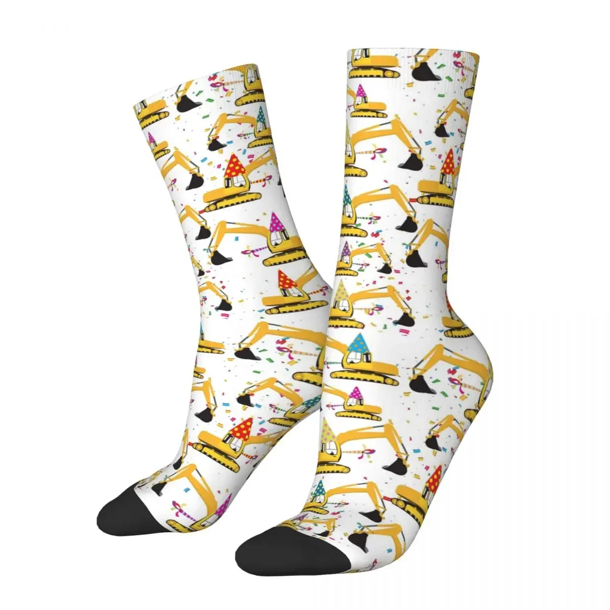 Excavator Construction Truck Party Pattern Socks Harajuku Super Soft Stockings All Season Long Socks Accessories Unisex Gifts