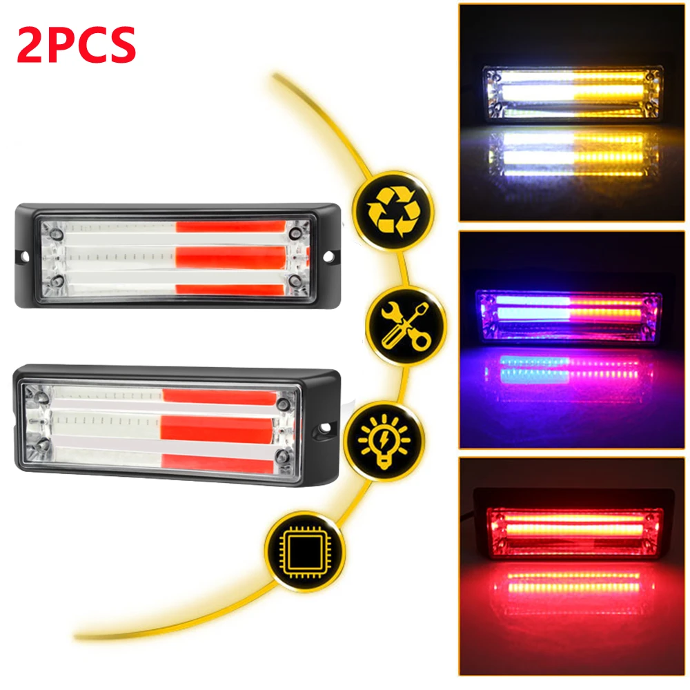 2PCS Led Lights for Auto Strobe Lights Cob Led Gazelle Auto Strobe Light Fireman Police Flashing  Emergency Warning Lights