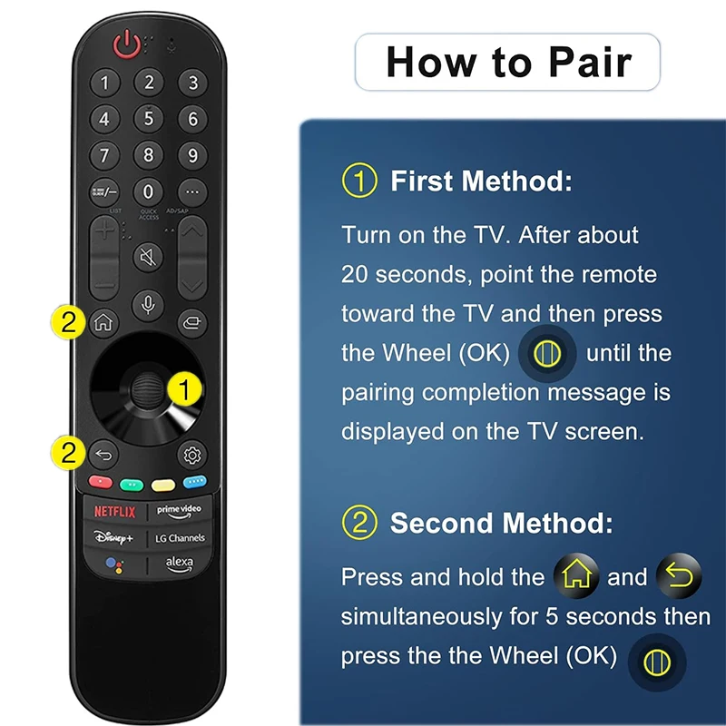 جهاز التحكم عن بعد السحري الصوتي MR25GA يحل محل MR21GA MR22GA MR23GA MR24GA لأجهزة التلفاز الذكية LG 2025 مع وظيفة مؤشر AI Alexa Voice