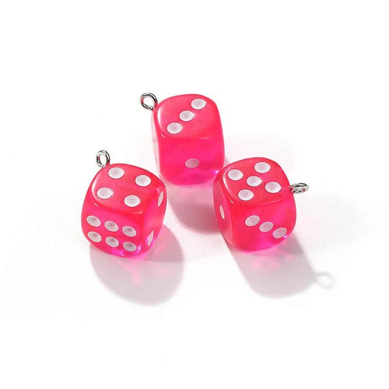 12Pcs 14X17MM 12 Color Transparent Dice Earring Pendants Miniature Figurines Resin Cabochon Charms Making Accessories - Image 4
