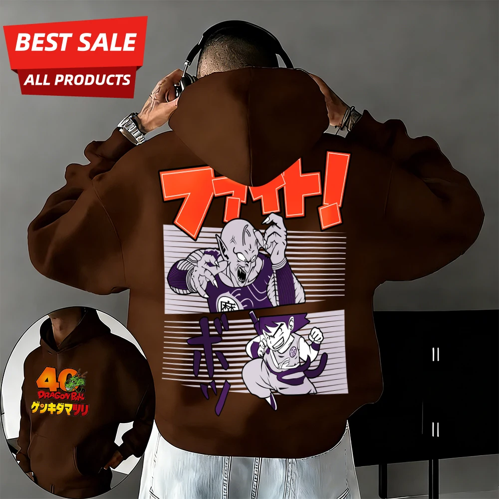 Sudadera con Capucha Estampada de Anime de Dragon Ball, 40 Aniversario, El Gran Rey Demonio, 100% Algodón, Talla Extra Grande, Unisex, Estilo Y2K, Otoño/Invierno 2026