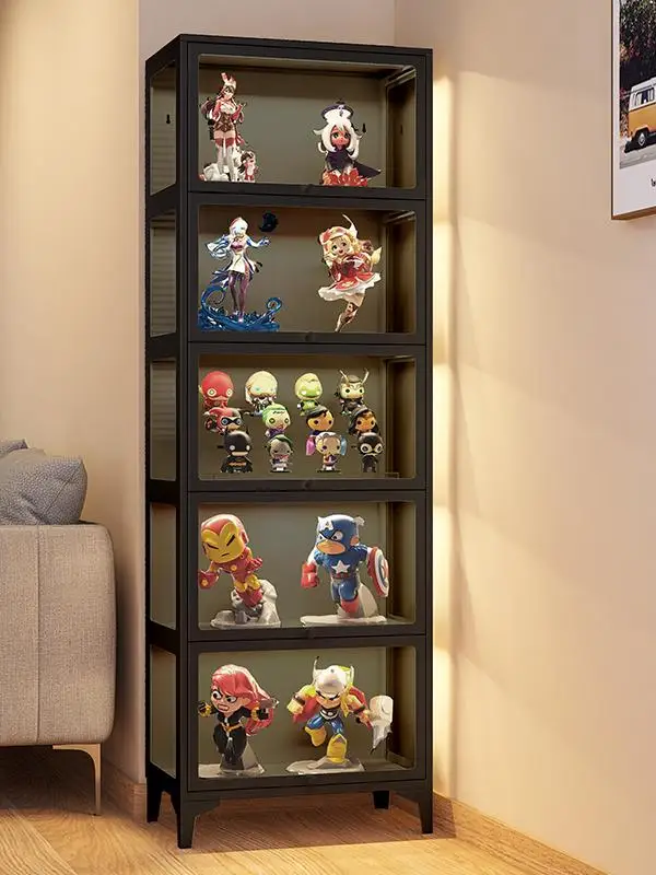 

Figure Display Cabinet Glass Display Cabinet Model Display Stand Household Dust Locker Steel Storage Cabinet