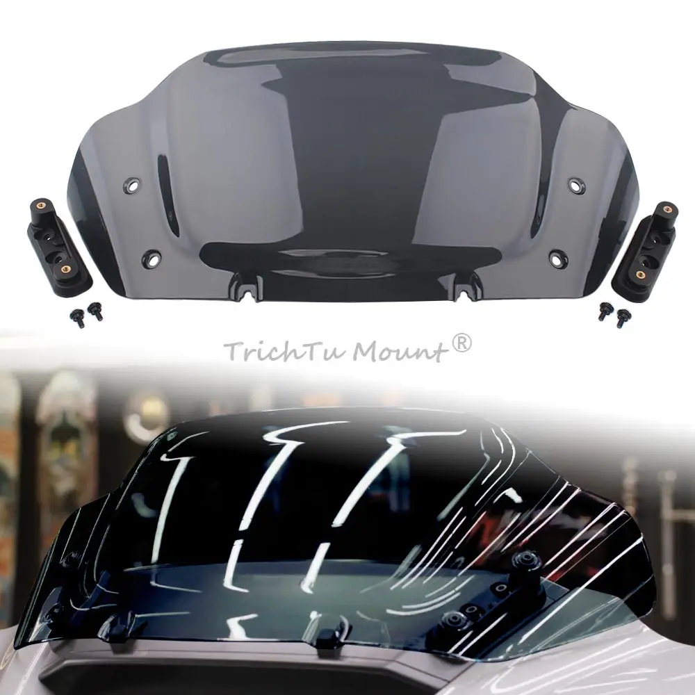 10" Front Windscreen Wind Deflector Fits For Harley Davidson Touring Street Glide 2023-2026 High Quality Abs Plastic Grey Smoke