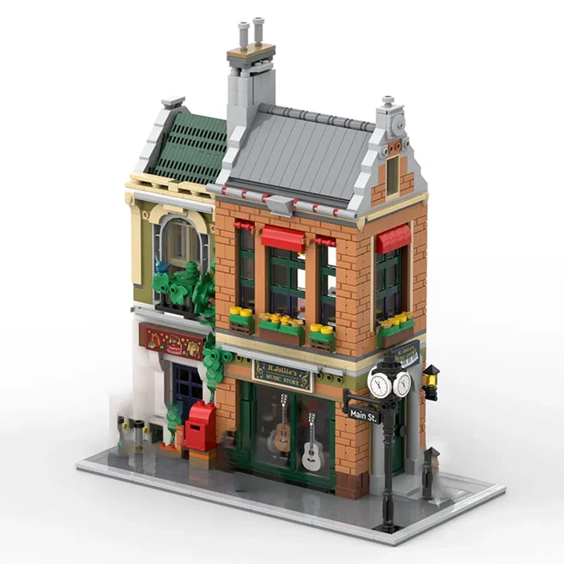 Moc Mattoni da costruzione Street View Modello Jollie's Music Store Tecnologia Blocchi modulari Regali Giocattoli per bambini Set fai da te Assemblaggio