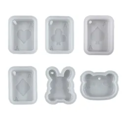 Playing Cards Epoxy Resin Silicone Mold with Hole Poker Mould DIY Earring Pendants Key Chain Crafts Ornaments Casting Tools