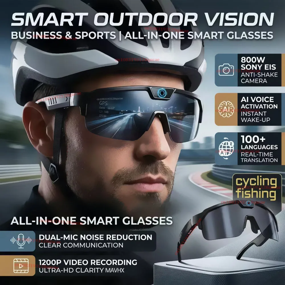 2026 New AI Smart Shooting & Recording Glasses with 800W Camera HD Anti-shake Bicycle Riding Shooting Artifact Windproof Goggles