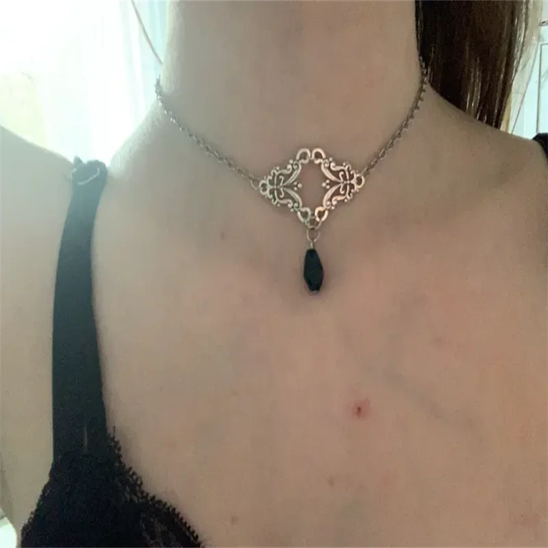 Victorian choker with drop bead, elegant gothic style necklace, custom length