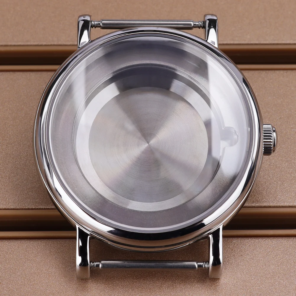 

40mm Polished Watch Case Sapphire Glass 316L Steel Glass Bottom Cover For Nautilus NH34 NH35 NH36/38 4R36 Movt Repair Tools Part
