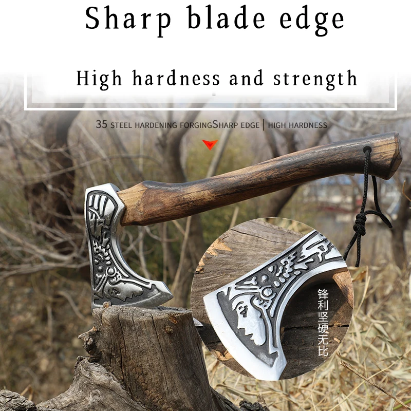 Logging, chopping wood, camping tools, camping axe, opposite sex hook axe, manganese steel forged outdoor axe