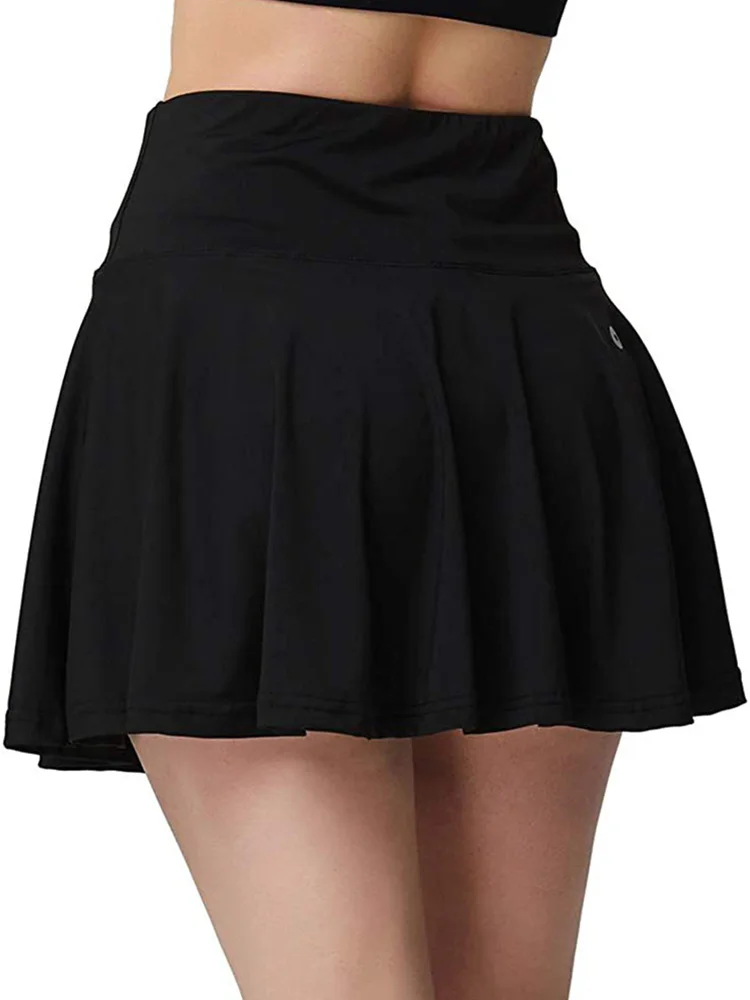 Summer Yoga Mini Skirt Running Fitness Tennis Short Skirts for Women Sports Bodybuilding Pleated Black White