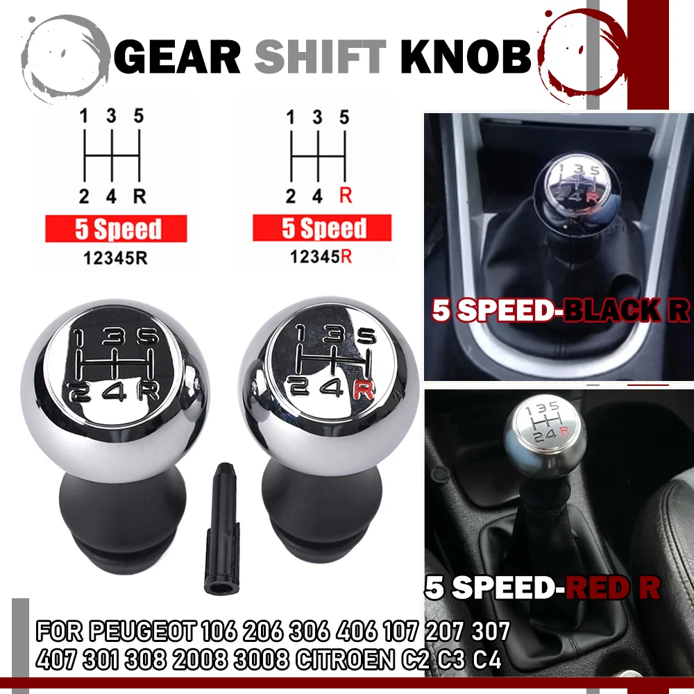 5 Speed Car MT Gear Shift Knob Lever Shifter Handle Stick For Peugeot 106 206 301 306 406 107 307 406 3008 Citroen C2 C3 C4